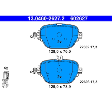 Sada brzdových destiček, kotoučová brzda ATE 13.0460-2627.2