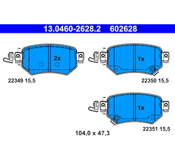Sada brzdových destiček, kotoučová brzda ATE 13.0460-2628.2