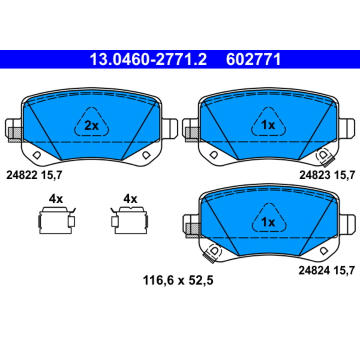 Sada brzdových destiček, kotoučová brzda ATE 13.0460-2771.2