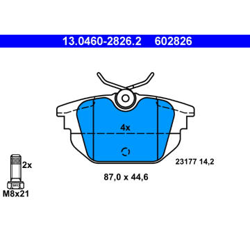 Sada brzdových destiček, kotoučová brzda ATE 13.0460-2826.2