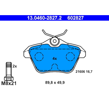Sada brzdových destiček, kotoučová brzda ATE 13.0460-2827.2