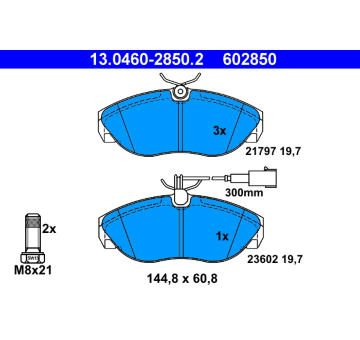 Sada brzdových destiček, kotoučová brzda ATE 13.0460-2850.2