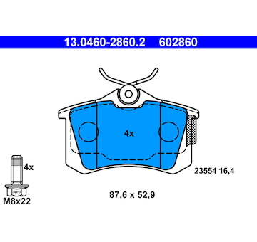 Sada brzdových destiček, kotoučová brzda ATE 13.0460-2860.2