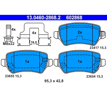 Sada brzdových destiček, kotoučová brzda ATE 13.0460-2868.2