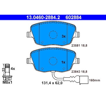 Sada brzdových destiček, kotoučová brzda ATE 13.0460-2884.2