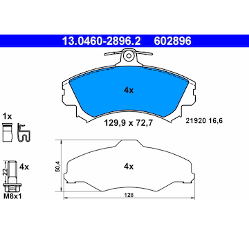 Sada brzdových destiček, kotoučová brzda ATE 13.0460-2896.2