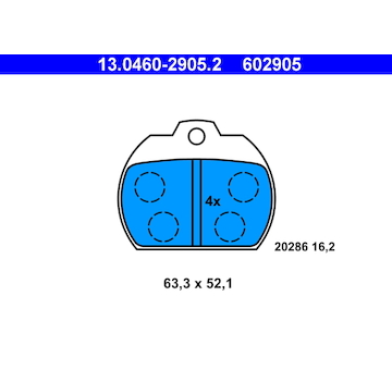 Sada brzdových destiček, kotoučová brzda ATE ATE 13.0460-2905.2