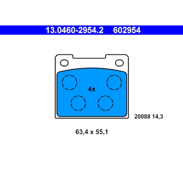 Sada brzdových destiček, kotoučová brzda ATE 13.0460-2954.2