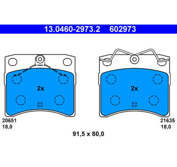 Sada brzdových destiček, kotoučová brzda ATE 13.0460-2973.2