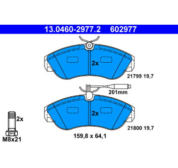 Sada brzdových destiček, kotoučová brzda ATE 13.0460-2977.2