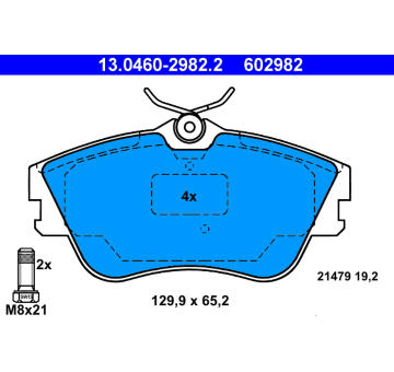 Sada brzdových destiček, kotoučová brzda ATE 13.0460-2982.2