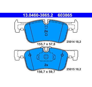 Sada brzdových destiček, kotoučová brzda ATE 13.0460-3865.2