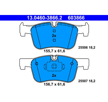 Sada brzdových destiček, kotoučová brzda ATE 13.0460-3866.2