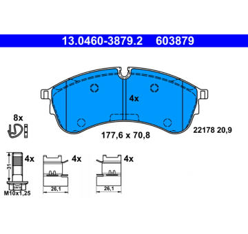 Sada brzdových platničiek kotúčovej brzdy ATE 13.0460-3879.2