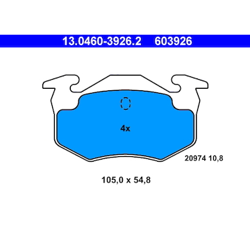 Sada brzdových destiček, kotoučová brzda ATE 13.0460-3926.2