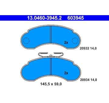 Sada brzdových destiček, kotoučová brzda ATE 13.0460-3945.2