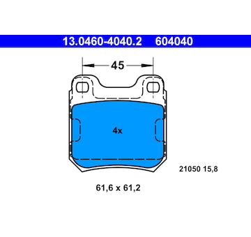 Sada brzdových destiček, kotoučová brzda ATE 13.0460-4040.2