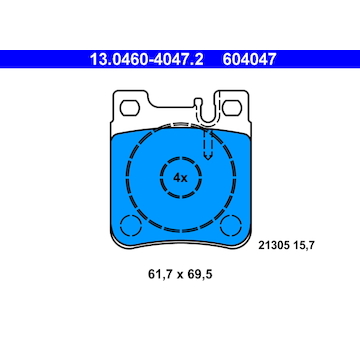 Sada brzdových destiček, kotoučová brzda ATE 13.0460-4047.2