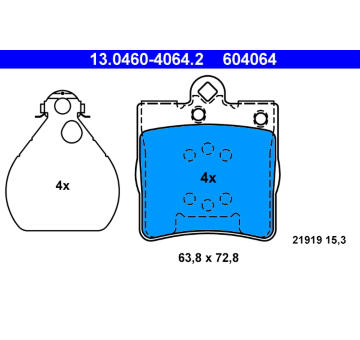 Sada brzdových destiček, kotoučová brzda ATE 13.0460-4064.2
