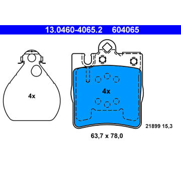 Sada brzdových platničiek kotúčovej brzdy ATE 13.0460-4065.2