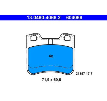 Sada brzdových destiček, kotoučová brzda ATE 13.0460-4066.2