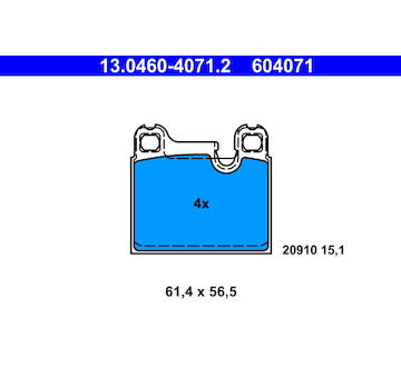 Sada brzdových destiček, kotoučová brzda ATE 13.0460-4071.2