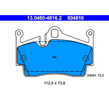 Sada brzdových destiček, kotoučová brzda ATE 13.0460-4816.2