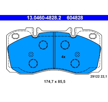 Sada brzdových destiček, kotoučová brzda ATE 13.0460-4828.2