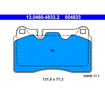 Sada brzdových destiček, kotoučová brzda ATE ATE 13.0460-4833.2