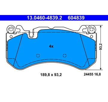Sada brzdových destiček, kotoučová brzda ATE 13.0460-4839.2