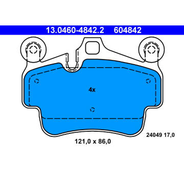 Sada brzdových destiček, kotoučová brzda ATE 13.0460-4842.2