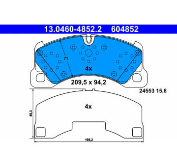 Sada brzdových destiček, kotoučová brzda ATE 13.0460-4852.2