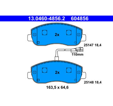 Sada brzdových destiček, kotoučová brzda ATE 13.0460-4856.2