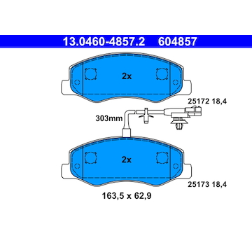 Sada brzdových destiček, kotoučová brzda ATE 13.0460-4857.2