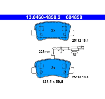 Sada brzdových destiček, kotoučová brzda ATE ATE 13.0460-4858.2