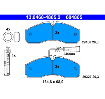 Sada brzdových destiček, kotoučová brzda ATE 13.0460-4865.2
