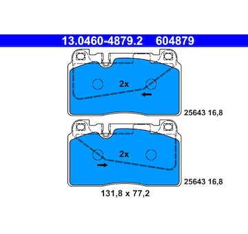 Sada brzdových destiček, kotoučová brzda ATE 13.0460-4879.2