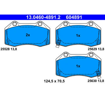 Sada brzdových destiček, kotoučová brzda ATE 13.0460-4891.2