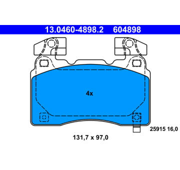 Sada brzdových destiček, kotoučová brzda ATE 13.0460-4898.2