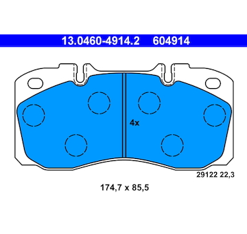 Sada brzdových destiček, kotoučová brzda ATE 13.0460-4914.2