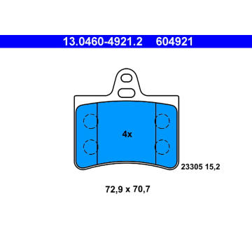 Sada brzdových destiček, kotoučová brzda ATE 13.0460-4921.2