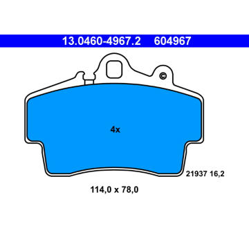 Sada brzdových destiček, kotoučová brzda ATE 13.0460-4967.2