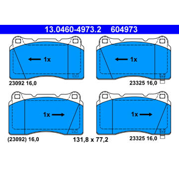 Sada brzdových destiček, kotoučová brzda ATE 13.0460-4973.2