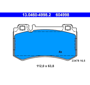 Sada brzdových destiček, kotoučová brzda ATE 13.0460-4998.2