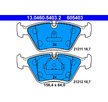 Sada brzdových destiček, kotoučová brzda ATE 13.0460-5403.2