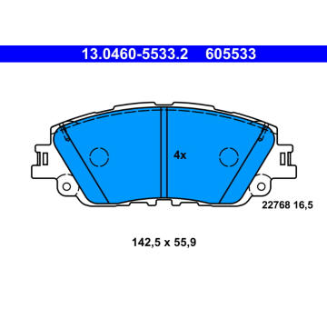 Sada brzdových destiček, kotoučová brzda ATE 13.0460-5533.2