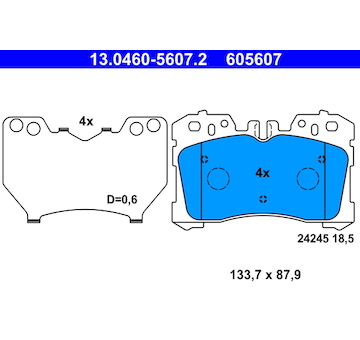 Sada brzdových destiček, kotoučová brzda ATE 13.0460-5607.2