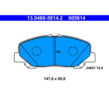 Sada brzdových destiček, kotoučová brzda ATE 13.0460-5614.2