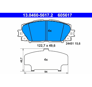 Sada brzdových destiček, kotoučová brzda ATE 13.0460-5617.2