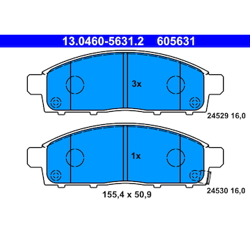 Sada brzdových destiček, kotoučová brzda ATE 13.0460-5631.2